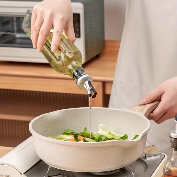 GVDCC-Italian Glass Olive Oil Bottle Dispenser with Dripless Spout, 11.8" (17 oz)