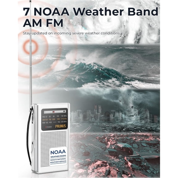 GVDCC-J161 NOAA Weather Radio AM FM, Battery Operated Radio for Power Outages, Transistor Radio with Best Reception,Stereo Earphone Jack, for Emergency,Hurricane, Storm, Running, Walking,Home