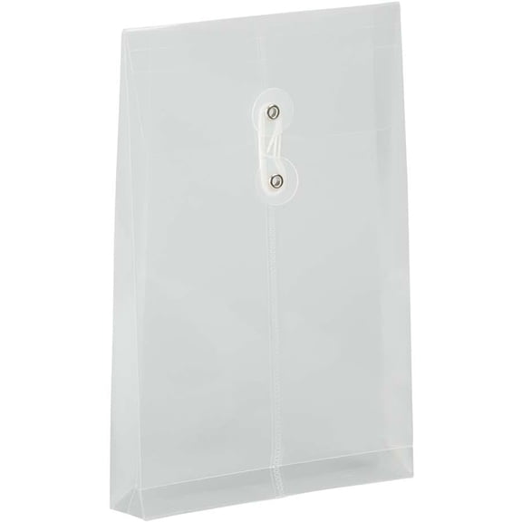 GVDCC-JAM PAPER Plastic Envelopes with Button & String Tie Closure - 6 1/4 x 9 1/4 - Clear - 3/Pack