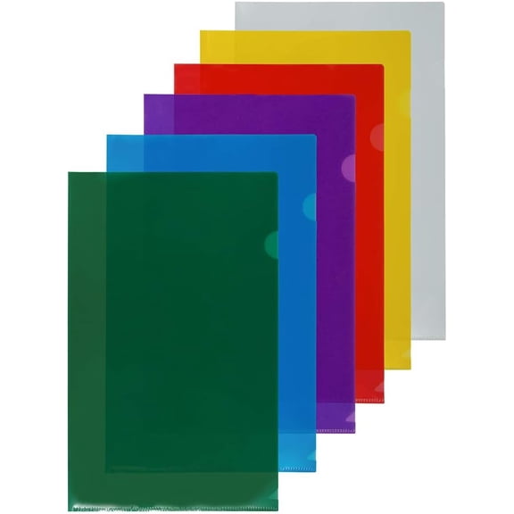 GVDCC-JAM PAPER Plastic Sleeves - Legal Size - 9 x 14 1/2 - Assorted Color Project Pockets - 12 Page Protectors/Pack