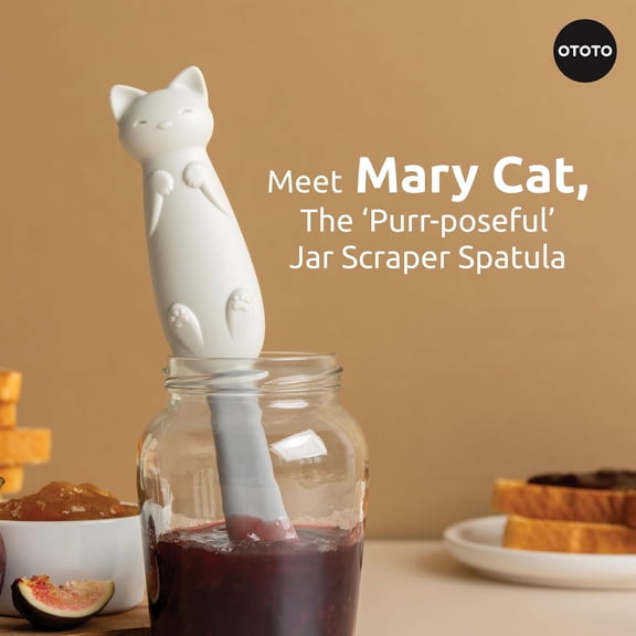 GVDCC-Jar Scraper Spatula - Silicone Scraper, Cute Kitchen Accessories, Unique Fun Cooking Kitchen Gadgets for Foodies - BPA-free & 100% Food Safe (Mary Cat)