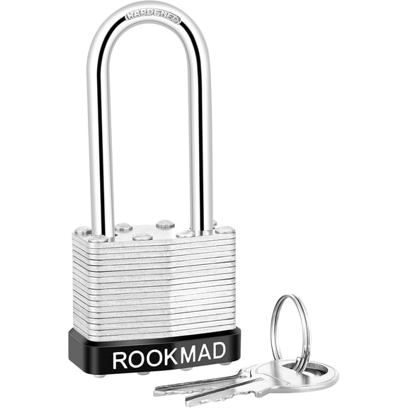 GVDCC-Keyed Padlocks, Laminated Steel Padlock, Keyed Alike Locks with Same Keys, Long Shackle, PE Plastic Hoop, This Pad Lock with Eco-Friendly Materials, 5 Pack