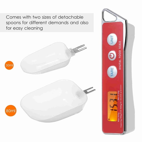 GVDCC-Kitchen Digital Measuring Spoon Food Scale, Digital Spoon Scale Electronic Measuring Spoon Scale Kitchen Food Tare Capacity 0.05g to 500g g, Digital Food Measuring Scoop Scale for Cooking (Red)