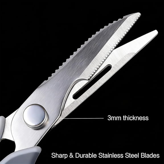 GVDCC-Kitchen Scissors for Food Heavy Duty, All Purpose Kitchen Shears that Come Apart Dishwasher Safe, Sharp Stainless Steel Cooking Scissors for Meat, Poultry, Fish (Grey)