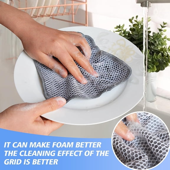 GVDCC-Kitchen Washcloths for Dishes Absorbent Microfiber Dish Cloths Quick Dry Dish Rags with Poly Scour Scrub Side Ideal for Kitchen Cleaning (Gray, 12inchx12inch 9 Pack)