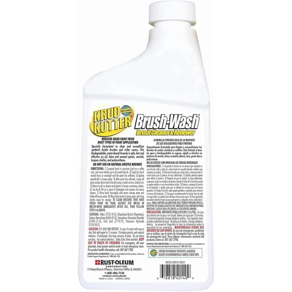 GVDCC-Krud Kutter Brush-Wash Cleaner and Renewer, 32 oz, Paint Brush Cleaner for Latex and Oil Based Paint, Restores Brushes and Rollers, Removes Paint Residue and Buildup