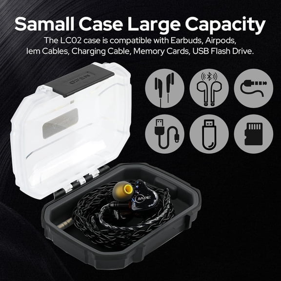 GVDCC -LC02 in Ear Monitor Case, Portable Earbud Hard Case, Waterproof Earphone Storage Box, Travel Carrying Case for Headphones and IEM Cables, Fit for ZS10 PRO Cadenza Supermix4 Hype4 Zero:2 Zonie