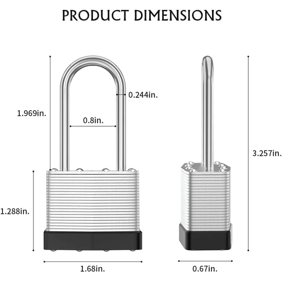 GVDCC-Laminated Steel Padlock with Key6 Pack Keyed Alike Padlocks with Long Shackle