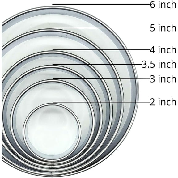 GVDCC-Large Cookie Cutter Set, 6-Piece Stainless Steel Biscuit Cutters, Heavy Duty Metal Ring for Burger Press & Meat Shaping, Tortilla Crust & Clay Pottery Cutting Tool