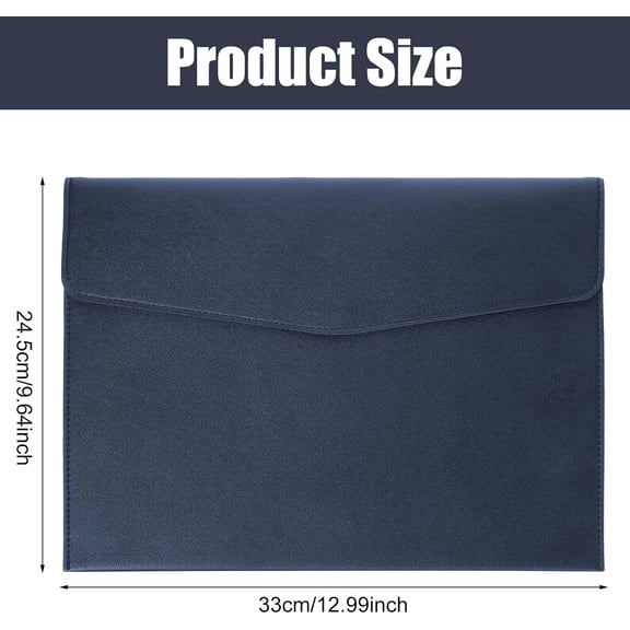 GVDCC-Leather Document Folder, A4 File Document Holder Waterproof Portfolio Envelope PU Leather Folder Case with Snap Button Closure for Letter Size, Travel, Resume, Blue