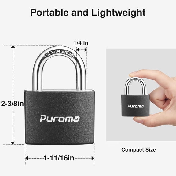 GVDCC-Lock Keyed Padlock, 2 Pack Aluminum Locks with 3 Keys Alike, 7/8 Inch Locker Lock 43mm Small Padlocks for Gate, Fence, Shed, Toolbox, School Gym Locker (Black)