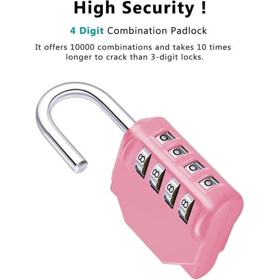 GVDCC-Locker Locks 2 Pack, Resettable 4 Digit Combination Lock Weatherproof, Keyless Number Lock for Gym, School, Gate, Door, Hasp Storage, Fence, Toolbox, Case, Outdoor (Black & Pink)