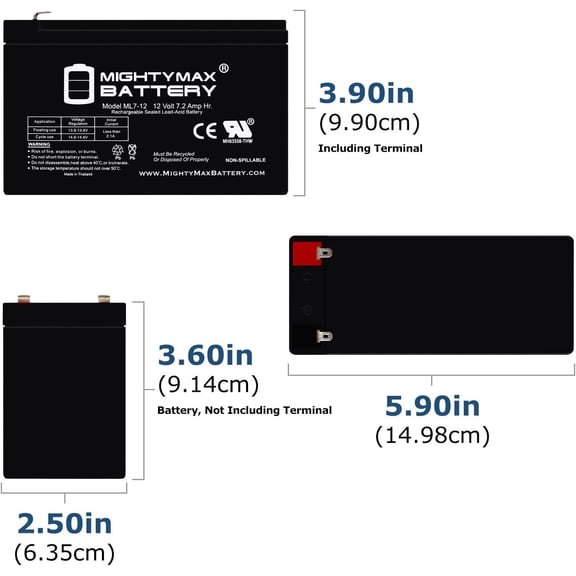 GVDCC-ML7-12 - 12V 7.2AH Replacement UPS Battery for APC Back-UPS-550 BE550G