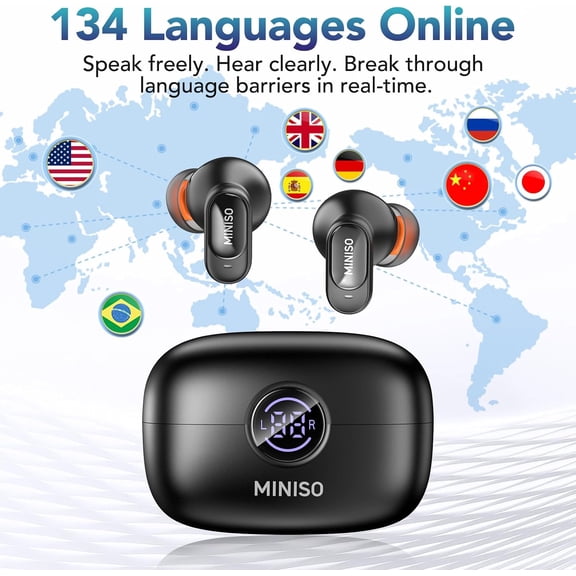 GVDCC -MS105 AI Translation Earbuds Real Time, Translator Earbuds Support 134 Languages with APP, Bluetooth 6.0 Translator Headphones Compatible with iOS & Android, for Travel BusinessGreen