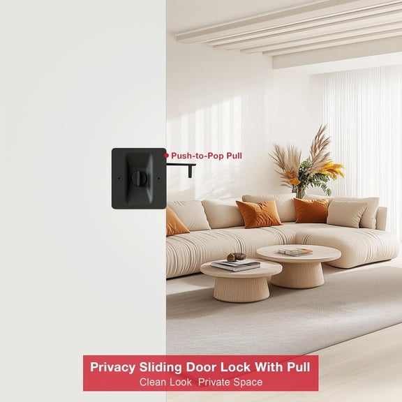 GVDCC-Matte Black Pocket Door Lock, 2-Pack Privacy Pocket Door Hardware, Pocket Door Handles, Pocket Door Lock Latch with Pull, 2-3/4x2-1/2, for 1.38-1.77 Thickness Door