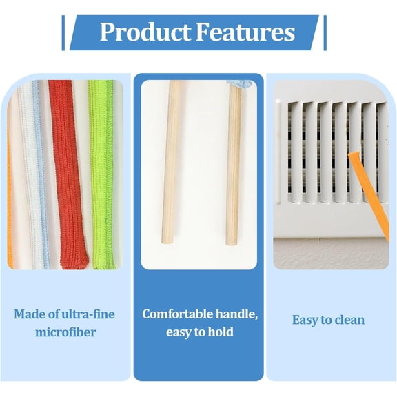 GVDCC-Microfiber Detail Duster Sticks,12 Pcs Mini Dusters for Cleaning,Mini Duster Crevice Cleaning Tool Car,Air Vent Cleaner Fan Cleaning Brush