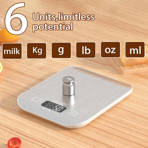 GVDCC-Mini Digital Scale 10kg/22lb, Kitchen Scale, Food Scale, Coffee Scale, 6Units, Auto Off, Tare, Stainless Steel, complimentary Battery, Easy to Store