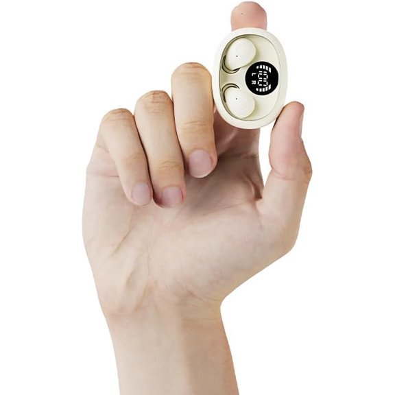 GVDCC -Mini Invisible Sleep Wireless Bluetooth Headphones,Mini Invisible Silicone Sleep Earbuds for Side Sleepers,Invisible Headphones, Bluetooth Headset, for Music, Work, Study (Khaki)