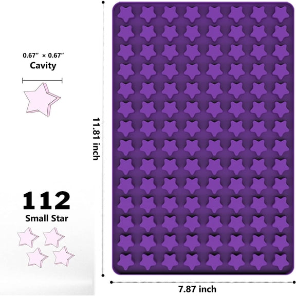 GVDCC-Mini Star Silicone Mold, 112 Cavities Chocolate Candy Molds with Stars Shape for Homemade Pet Training Treats/Biscuits, Food Grade Star Mold for Fruit Snack/Cake Decor (with a Scraper)