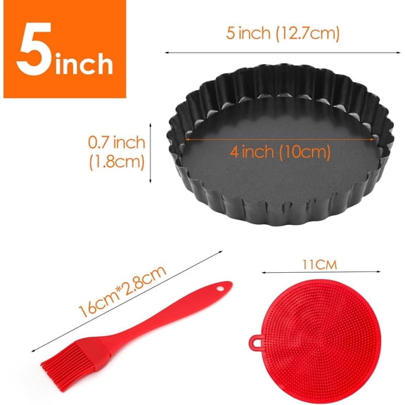 GVDCC-Mini Tart Pan Removable Bottom 5 Inch Cheesecake Pans Tart Mold Quiche Pie Tins Non-stick Round for Baking Set of 8