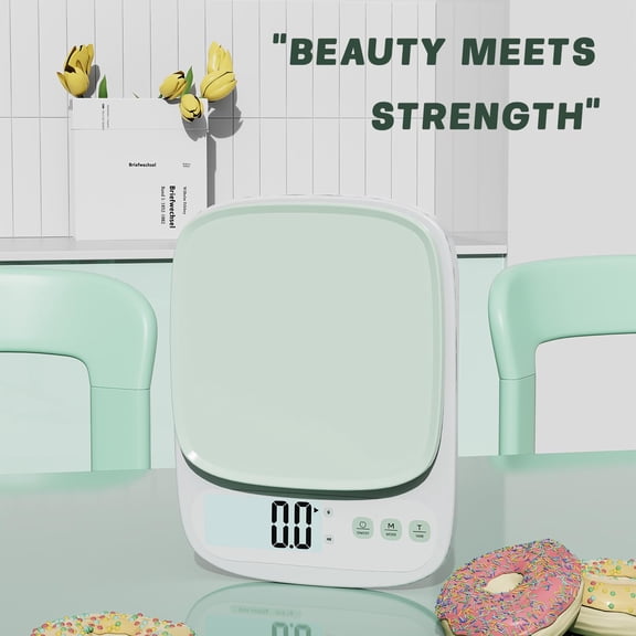 GVDCC-Minimalist Precision Kitchen Scale - 22lbs (10kg) Capacity, 1g (0.035oz) Graduation, Large LCD Display, Tare Function, and ML Unit Green(10kg/1g)
