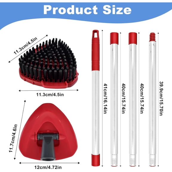 GVDCC-Mop Handle for O Cedar RinseClean 2 Tank System, Scrub Brush and Spin Mop Base Compatible with O-Cedar, 4-Section Spin Mop Handles and Base for RinseClean Spin Mops