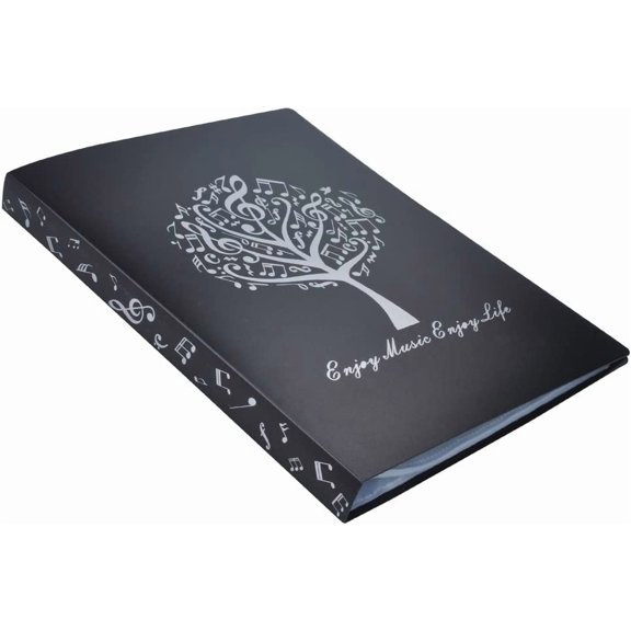 GVDCC-Music Sheet File Paper Storage Folder Documents Holder Blank Sheet Files Plastic A4 Size 40 Pockets (Music Tree Black)