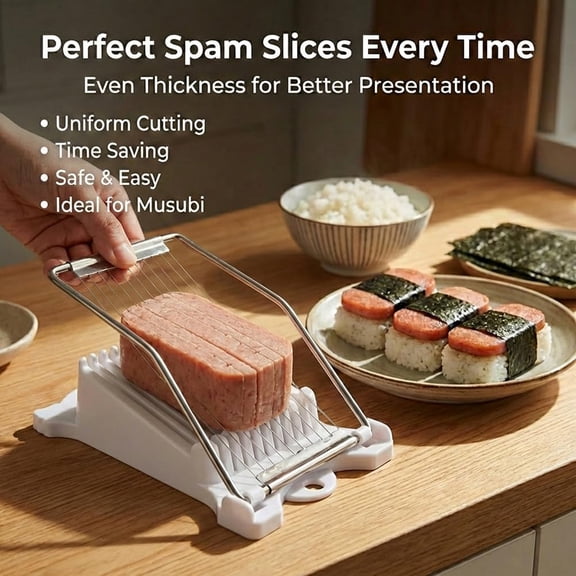 GVDCC-Musubi Press Mold Kit, with 2 Musubi Maker, 2 Triangle Onigiri Mold, 2Rice Paddle, Luncheon Meat Slicer for SPAM, Create Authentic Masubi at Home, Dishwasher Safe, Non-Stick