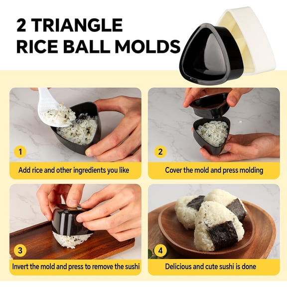 GVDCC-Musubi Press Mold Kit, Includes 2 Musubi Makers, 2 Onigiri Molds, 2 Rice Paddles, Temaki Roller & Luncheon Meat Slicer Easy to Clean, Dishwasher Safe
