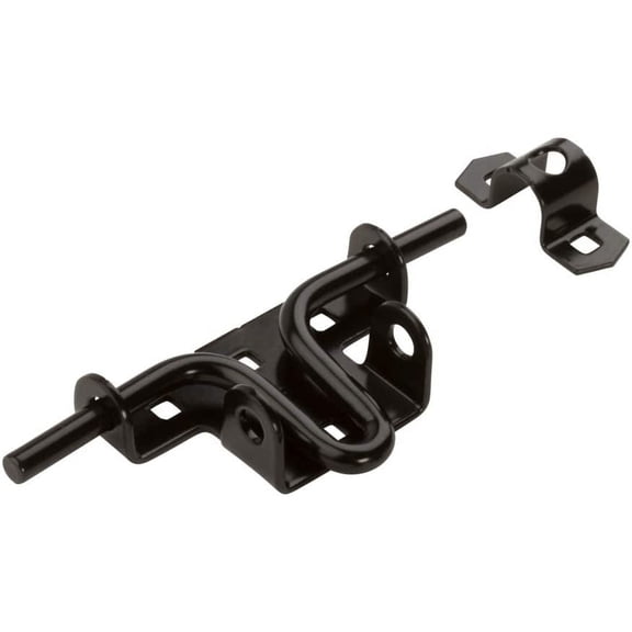 GVDCC-N165-506 Sliding Bolt Gate Latch - Heavy Duty Steel Door and Fence Gate Hardware with WeatherGuard Protection - Black Finish - Padlock Compatible