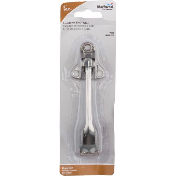 GVDCC-N184-275 Kickdown Door Stop Chrome 4 in Spring Door Stopper Wall Protector Floor Mount Heavy Duty Rubber Foot Die Cast Zinc Body Commercial Grade