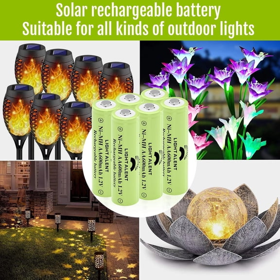 GVDCC-Ni-MH AA Rechargeable Batteries, Double A High Capacity 1.2V Pre-Charged Battery for Outdoor Solar Lights(AA-600mAh-12pack)