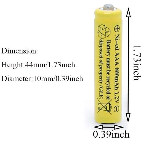 GVDCC-NiCd AAA 1.2V 600mAh Triple A Rechargeable Batteries for Outdoor Solar Lights Solar Lamp Garden Light (8 Pack)
