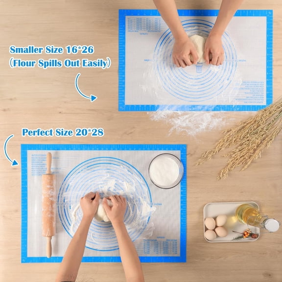 GVDCC-Nonstick Silicone Pastry Mat Extra Large with Measurements 28''By 20'' for Silicone Baking Mat, Counter, Dough Rolling,Fondant/Pie Crust By (2028, Blue)