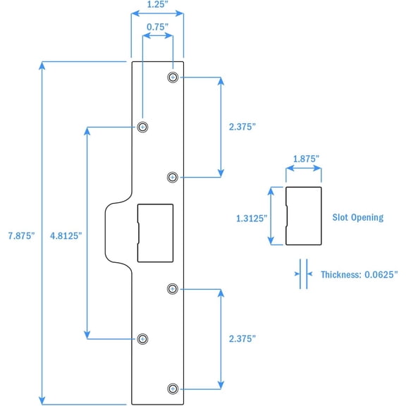 GVDCC-Nuk3y SP125 Security Door Latch Strike 1-1/4 inch x 7-7/8 inch (Polished Brass)