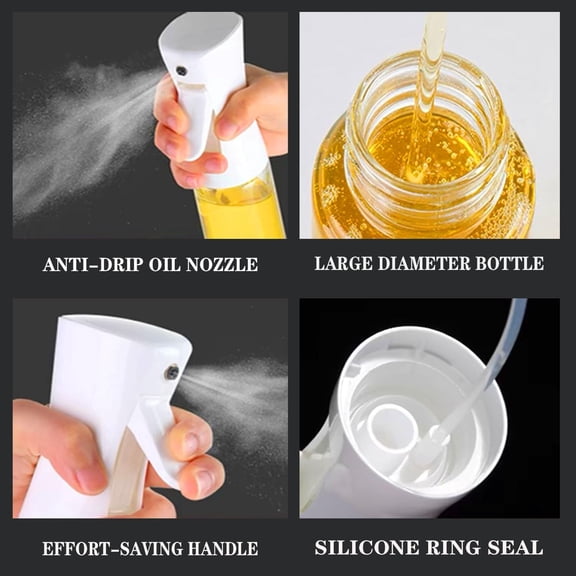 GVDCC-Oil Sprayer for Cooking -200ml Glass Olive Oil Sprayer, Cooking Sprayer, Kitchen Gadgets for Air Fryer, Canola Oil Spritzer, Widely Used for Salad Making, Baking, Frying, BBQ (Black)