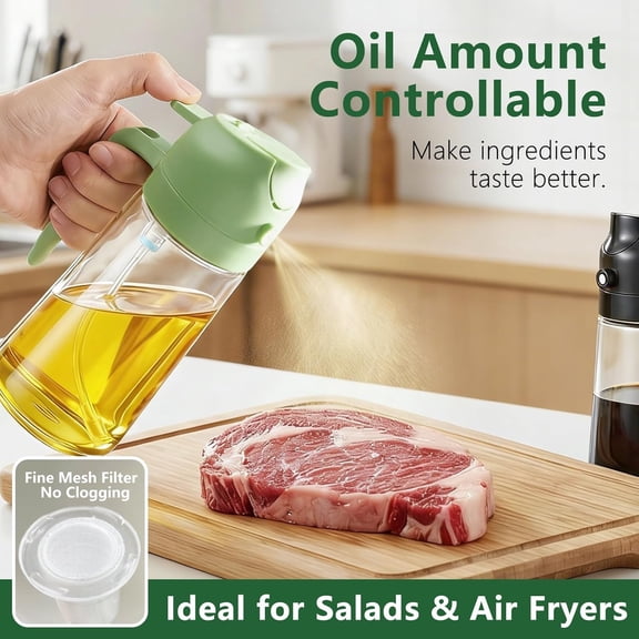 GVDCC-Oil Sprayer for Cooking, 2-in-1 Oil Mister & Dispenser Bottle for Air Fryer, Salad, BBQ, Kitchen Gadgets Accessories, 2 Pack