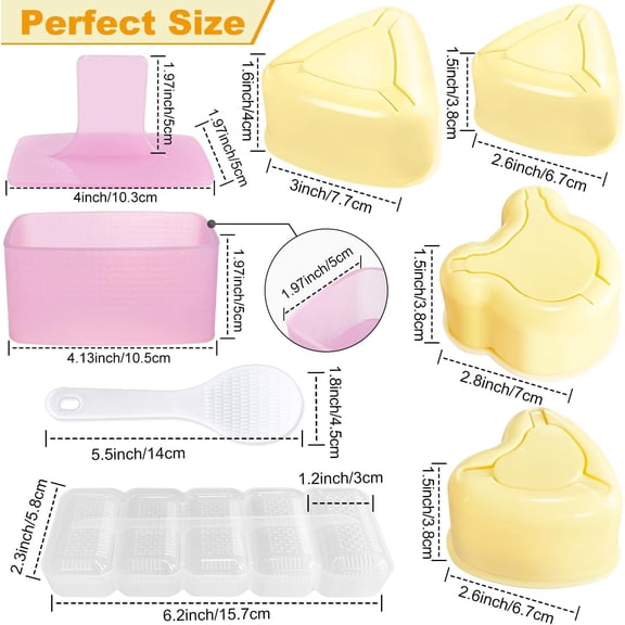 GVDCC-Onigiri Mold, 8 Pcs Rice Mold Musubi Maker Kit, Musubi Maker Press Mold, Classic Triangle Rice Ball Mold Maker Sushi Mold for Kid Lunch Bento, Home DIY, Standard