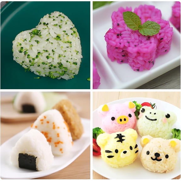 GVDCC-Onigiri Mold & Musubi Maker Kit - Includes Rice Ball Mold, Sushi Rolling Mat, Triangle, Heart, Plum Blossom, Bear, Rabbit Rice Molds, Rice Ladle & More for Creative Rice Shaping