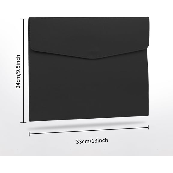 GVDCC-PU Leather A4 Document Holder File Organizer with Snap Closure, Waterproof/WaterResistant A4 & Letter Size Envelope Folder 13 x 9.5 in - Holds up to 100 Sheets (Black)