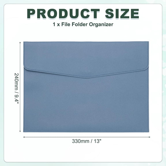GVDCC-PU Leather A4 File Folder, Document Holder Filing Organizer Portfolio Envelope Folder Case with Snap Closure for Letter Receipt Style 2, Blue