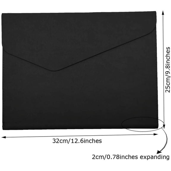 GVDCC-PU Leather A4 File Folder Document Holder Waterproof Portfolio Envelope Folder Case with Invisible Magnetic Closure Black