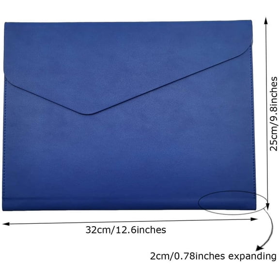 GVDCC-PU Leather A4 File Folder Document Holder Waterproof Portfolio Envelope Folder Case with Invisible Magnetic Closure Blue