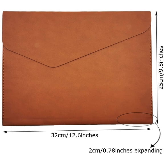 GVDCC-PU Leather A4 File Folder Document Holder Waterproof Portfolio Envelope Folder Case with Invisible Magnetic Closure Brown
