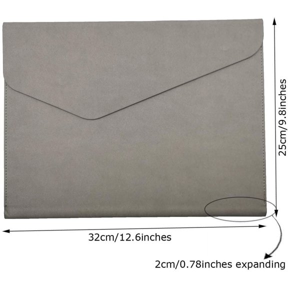 GVDCC-PU Leather A4 File Folder Document Holder Waterproof Portfolio Envelope Folder Case with Invisible Magnetic Closure Gray