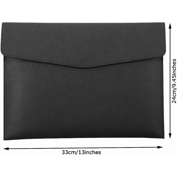 GVDCC-PU Leather A4 File Folder Document Holder Waterproof Portfolio Envelope Folder Case with Snap Closure Black