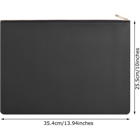 GVDCC-PU Leather A4 File Folder Zipper Document Holder Envelope Folder Case for Receipt Contract (2, Black&Orange)