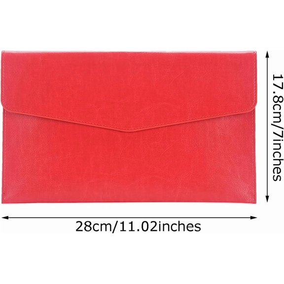 GVDCC-PU Leather A5 File Folder Document Holder A5 Envelope Folder with Snap Closure for Receipt 2Packs (Blue&Red)