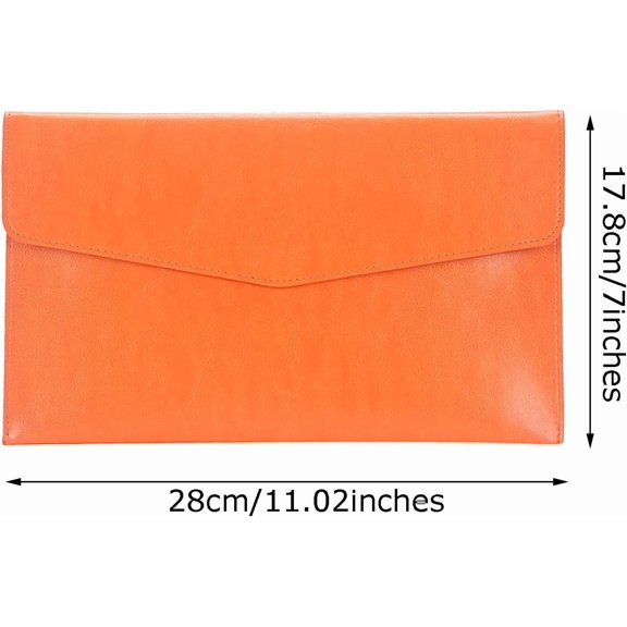 GVDCC-PU Leather A5 File Folder Document Holder A5 Envelope Folder with Snap Closure for Receipt 2Packs (Gray&Orange)