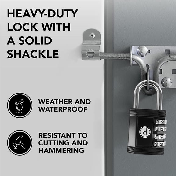 GVDCC-Padlock Combination Lock 4 Digit (2 Pack) - for Gym Lock, School Locker Lock, Outdoor Fence, and Storage, Combo Lock - Locks for Lockers - Weatherproof Metal - Keyless, Easy to Set, Resettable